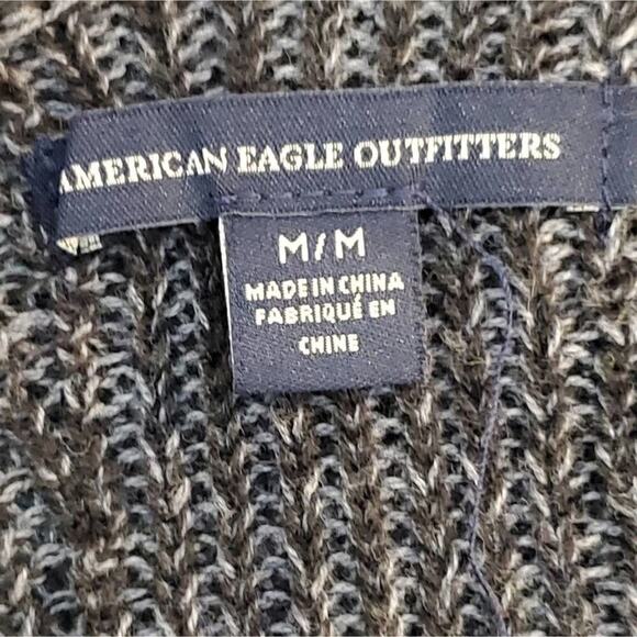 American eagle‎ grey open weave pockets Cardigan size medium - Picture 6 of 7